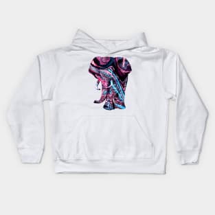 Intricate Asian Elephant Colorful Illustration Kids Hoodie